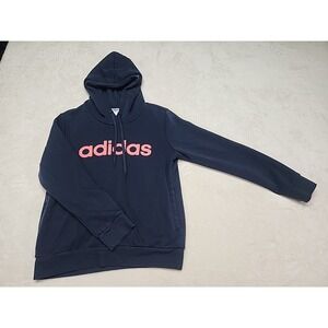 Adidas Medium Essentials‎ Linear Over Head Fleece Hoodie Lengend Ink/Signal Pink